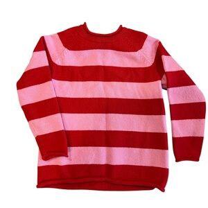 Hanna Andersson Striped Red and Pink Girls Sweater